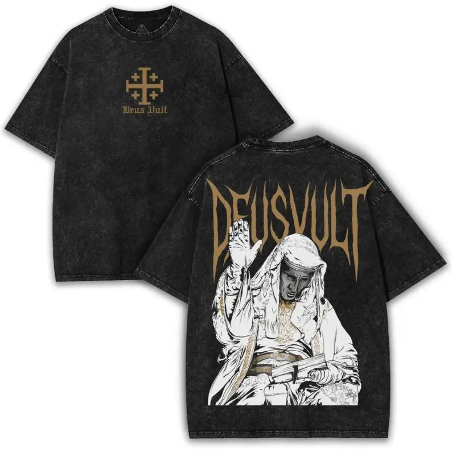 Graphic Tee Oversized - Valentine Shirts Deus Vult T-Shirt: Vintage