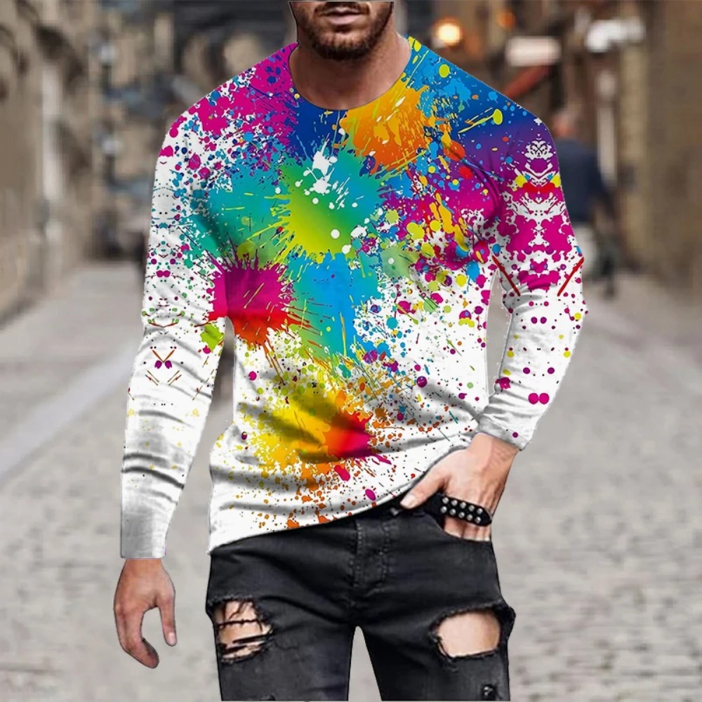 Men Fashion Upper - Men Rainbow Paint Splash 3D Printed