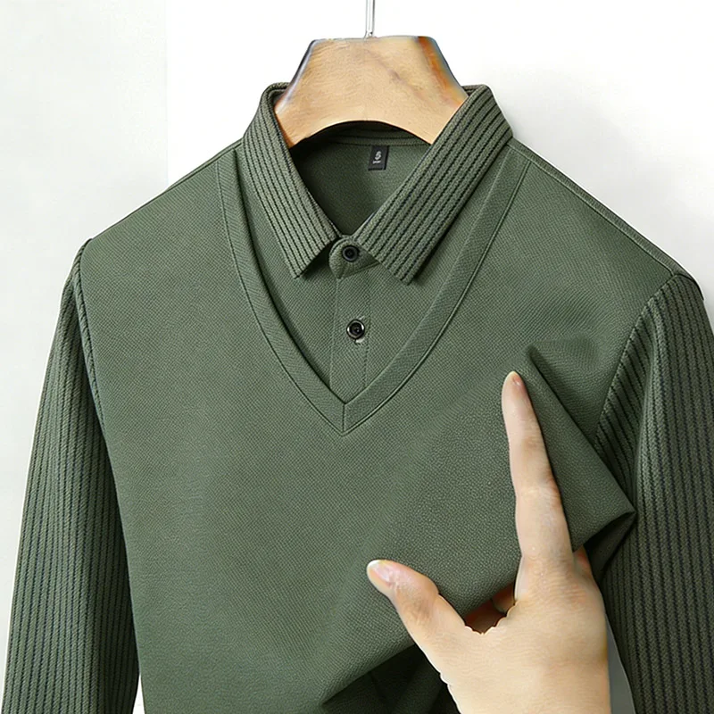 Men Fashion Upper - Men's Fake Two Piece Shirt Collar