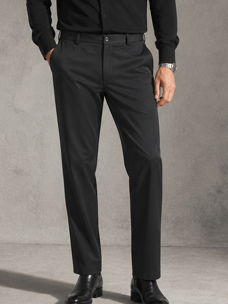 Men'S Dress Pants Fashion - Men's Classic Black Faux Leather Straight
