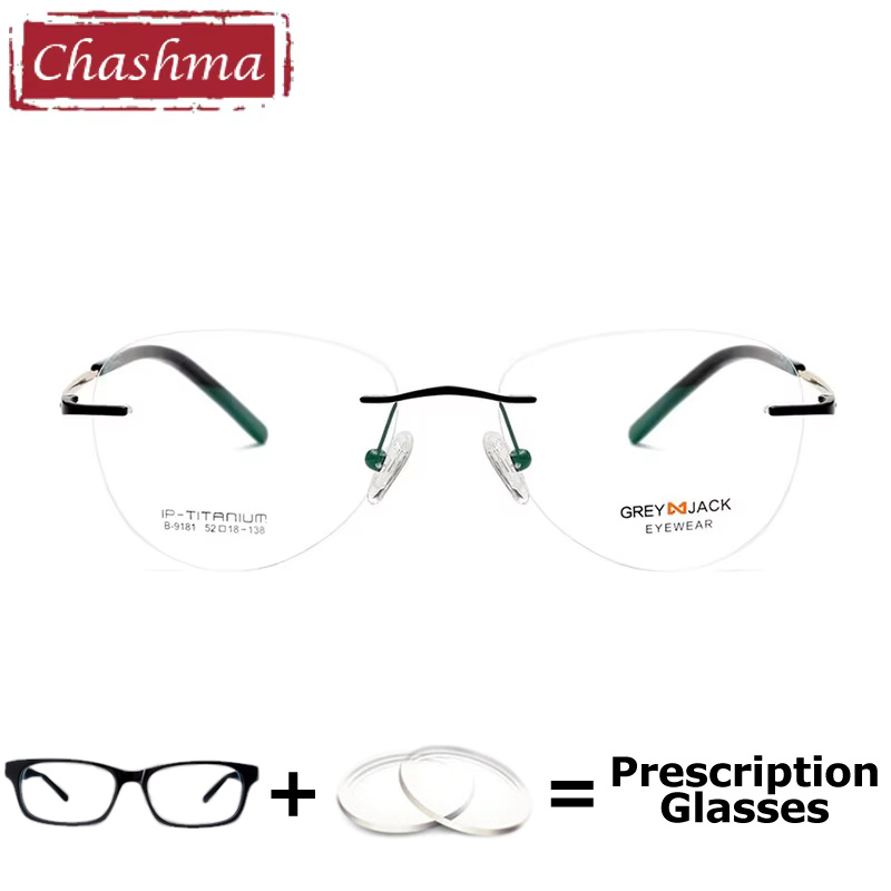 Mens Fashion Reading Glasses - Chashma Elegant Rimless Eyewear Prescription Glasses