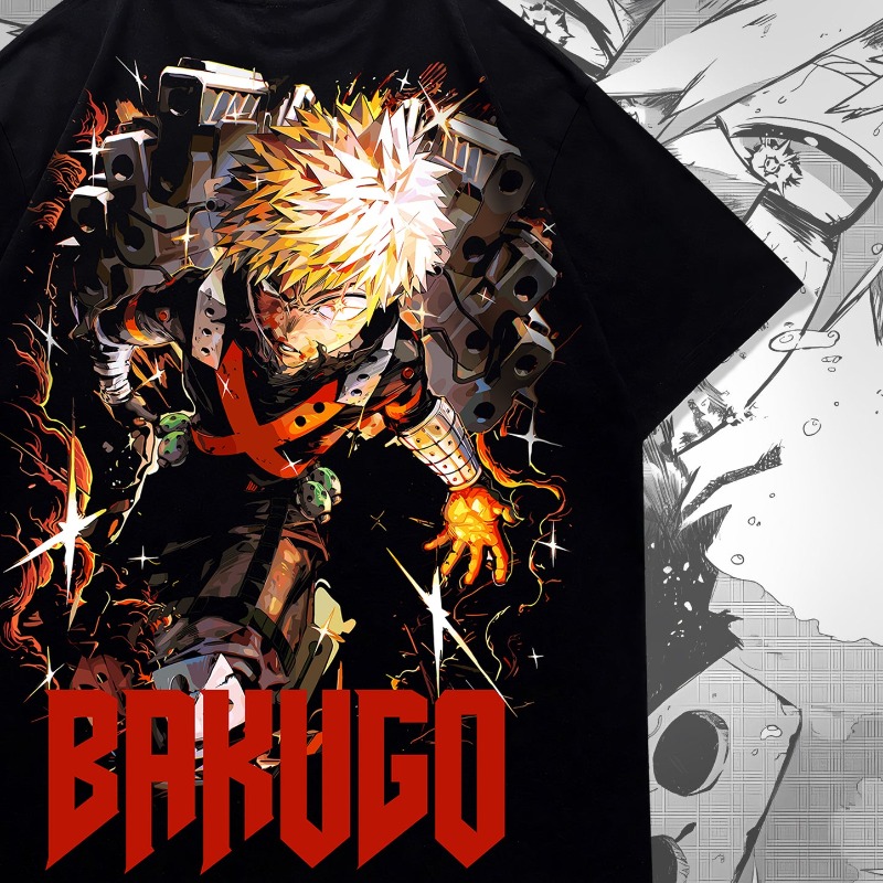 Graphic Tee Oversized - Bakugo Anime Double Sided Print T