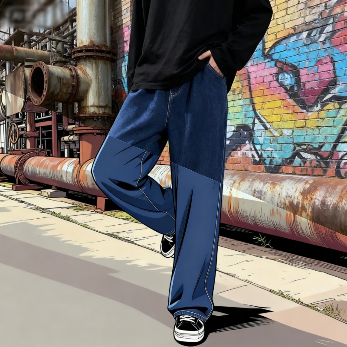 Men'S Fashion With Baggy Jeans - Korean Style Streetwear New Fashion Baggy