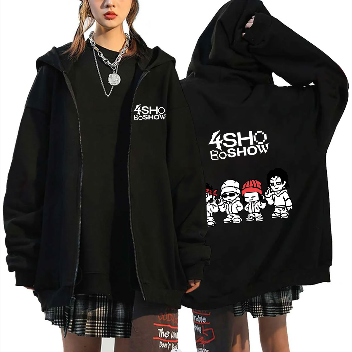 Mens Fashion Zip Up Hoodies - Hot Korean Band Lngshot Jay Park
