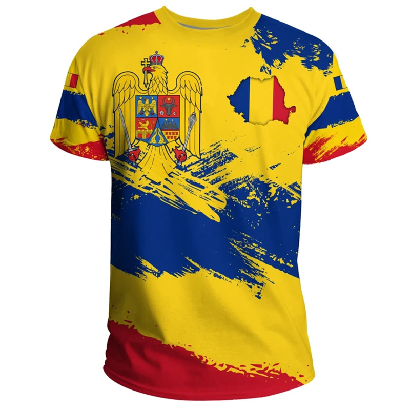 Men Fashion Upper - Romania Flag Graphic T Shirt for