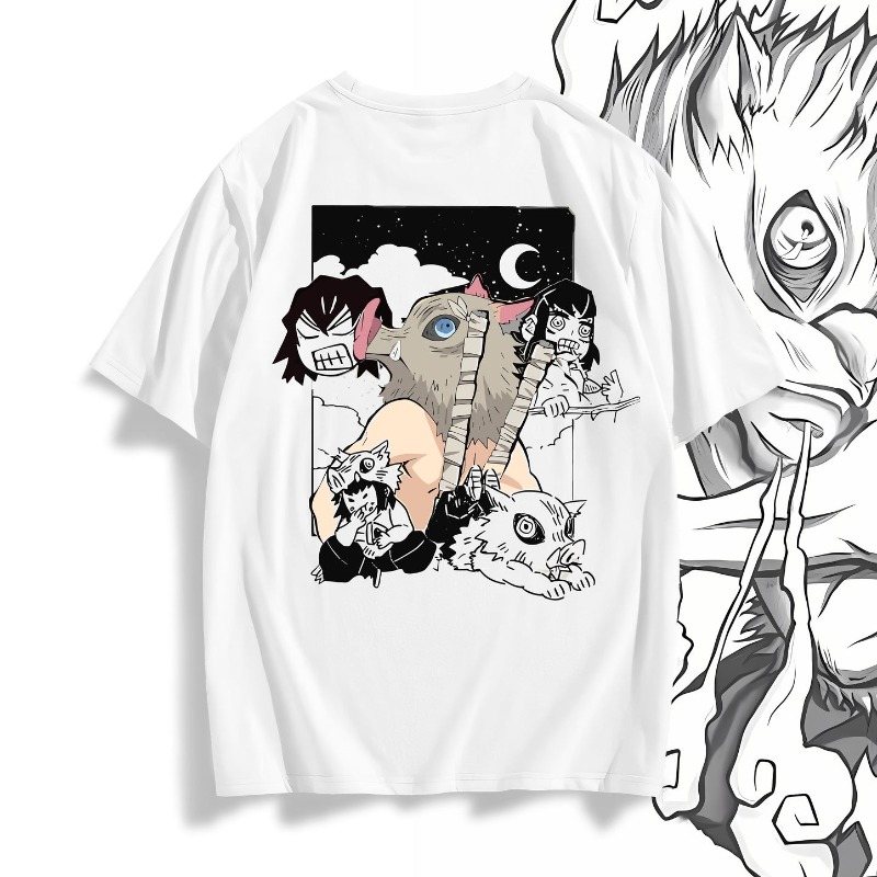 1. White:Demon Slayer Inosuke  - Graphic Tee Oversized review and price