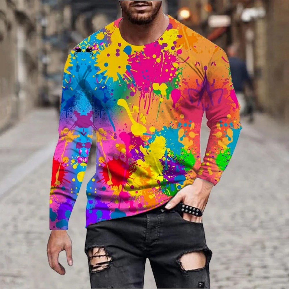 Men Rainbow Paint Splash 3D Pr - Men Fashion Upper review and price