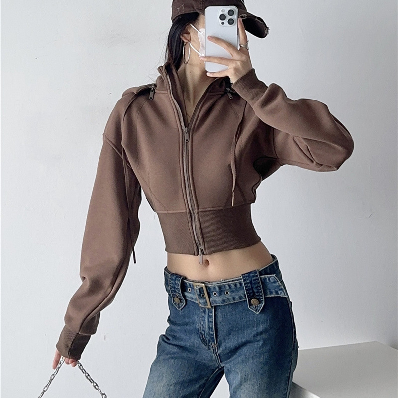 Women Crop Hoodie Sweatshirts  - Mens Fashion Zip Up Hoodies review and price