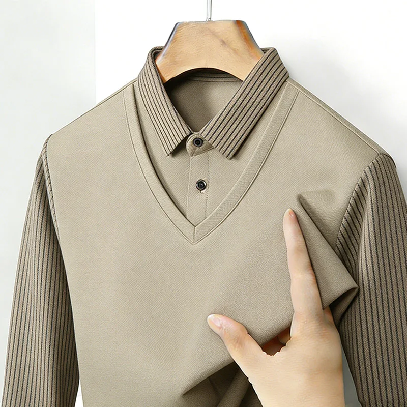 Men's Fake Two Piece Shirt Col - Men Fashion Upper review and price