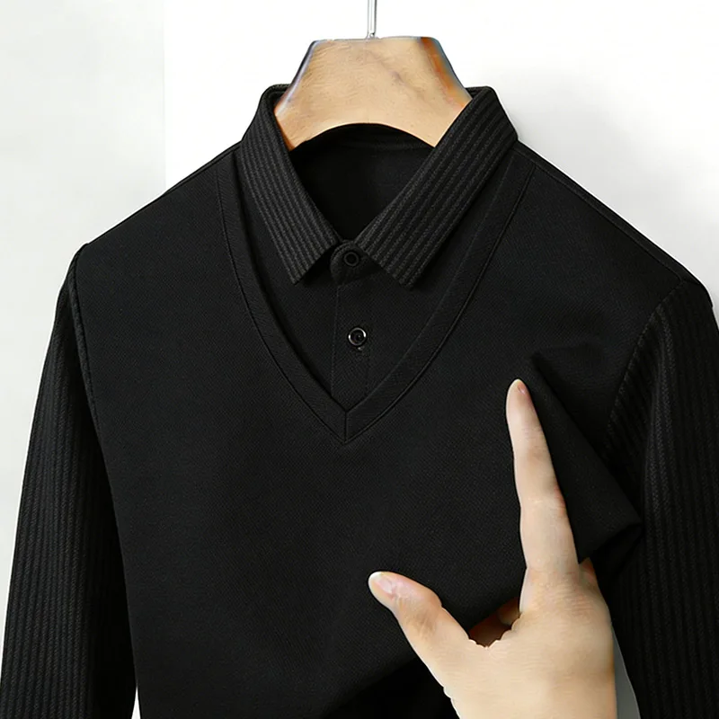 Men's Fake Two Piece Shirt Col - Men Fashion Upper review and price