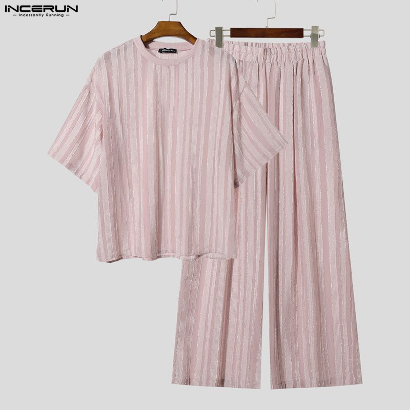 INCERUN Men's Sets Striped See - Men'S Fashion Advice review and price