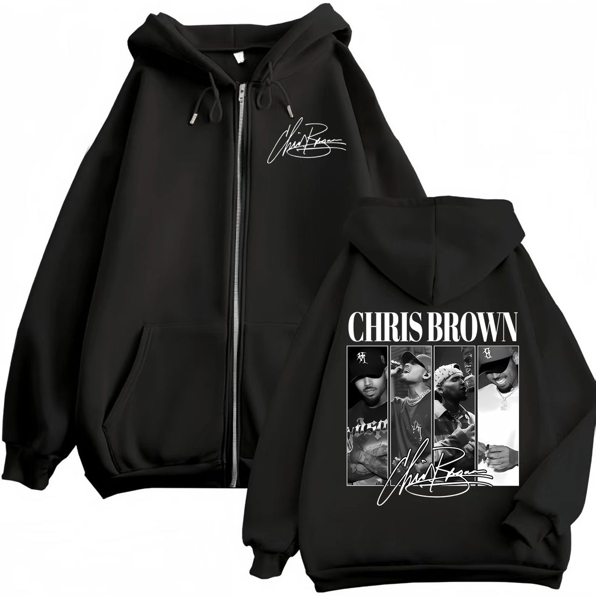 Rapper Chris Brown Graphic Zip - Mens Fashion Zip Up Hoodies review and price